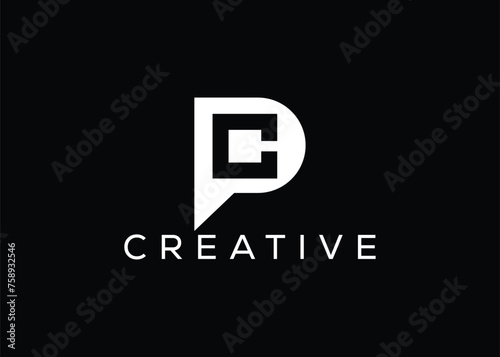 Creative and minimal letter P C logo vector template