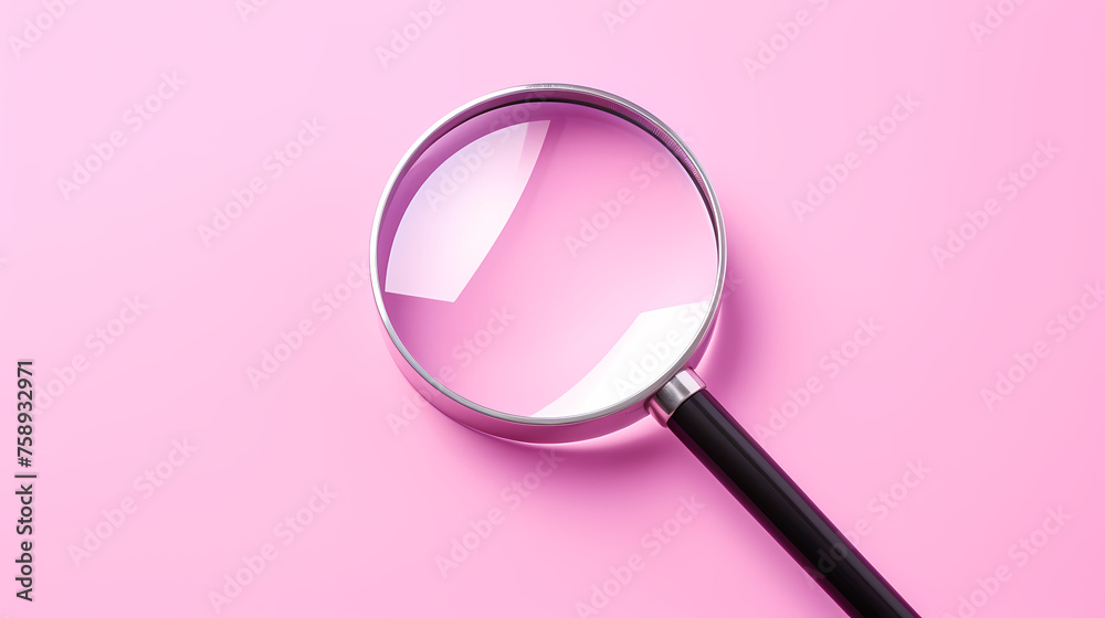 An antique magnifying glass placed on a pastel background An antique magnifying glass placed on a pastel background