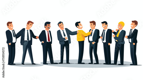 Businessmen finish deal and handshake. Surrounding 