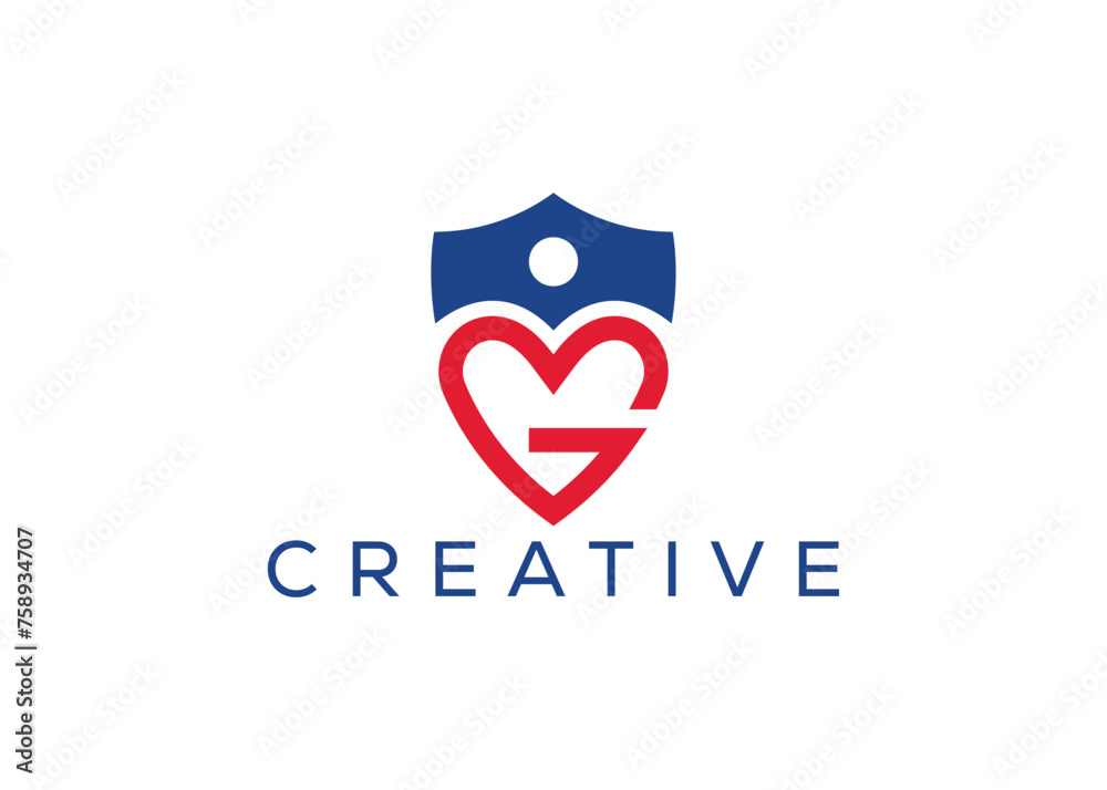 Minimal letter G Shield Love, Life insurance logo vector template Minimal letter G Shield Love, Life insurance logo vector template