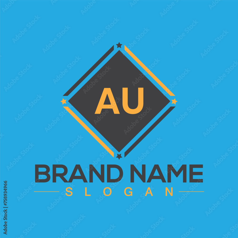 Alphabet letter AU creative logo design