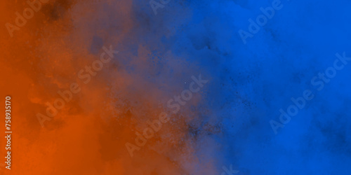 Orange and blue watercolor background texture design .abstract orange and blue watercolor painting background .Abstract panorama banner watercolor paint creative concept .