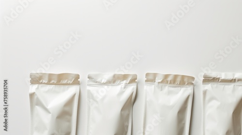White plain empty food bags for your lettering and product advertising, template mockup for your food advertisement