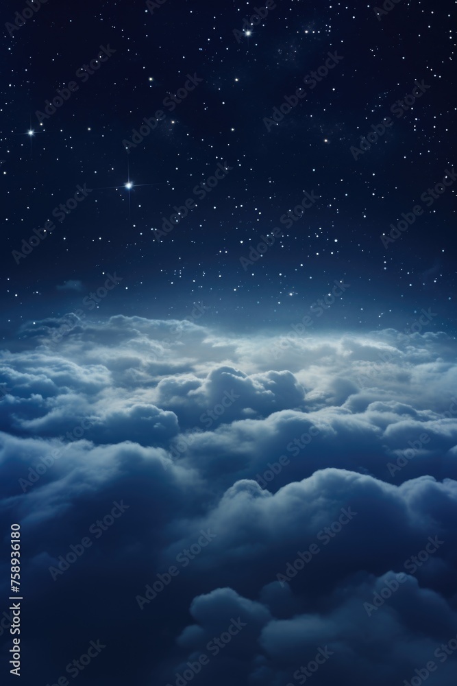 Night sky with stars above the clouds. Suitable for backgrounds and night-themed designs Night sky with stars above the clouds. Suitable for backgrounds and night-themed designs