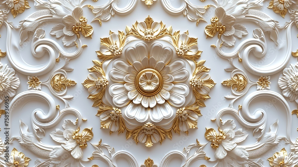 Oriental Golden and White Pattern with Arabesque Oriental Golden and White Pattern with Arabesque