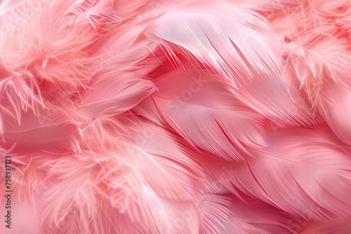 Detailed view of pink feathers on a white backdrop. Perfect for design projects