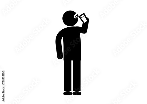 薬を飲むピクトグラム。経口薬を水で飲む人。