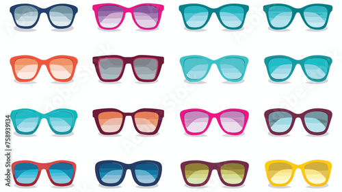 Colored isolated glasses isolated. Different shapes