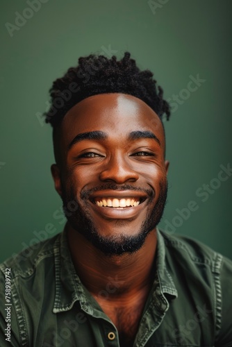 Portrait of a happy black man on colored background