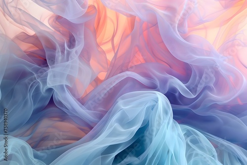 Ethereal Pastel Fabrics Swirling in a Dreamy Digital Art Composition