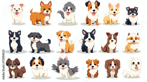 Cute dogs doodle vector . Cartoon dog or puppy character
