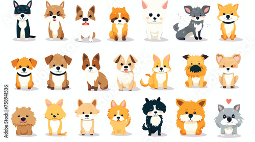 Fototapeta Naklejka Na Ścianę i Meble -  Cute dogs doodle vector . Cartoon dog or puppy character