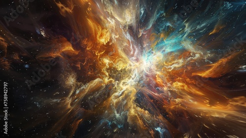 Interstellar abstract art with dynamic starbursts and cosmic energy flows.