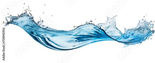 Water splash and wave isolated on white background cut out