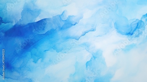 A painting of serene blue and white clouds in the sky. Suitable for various design projects