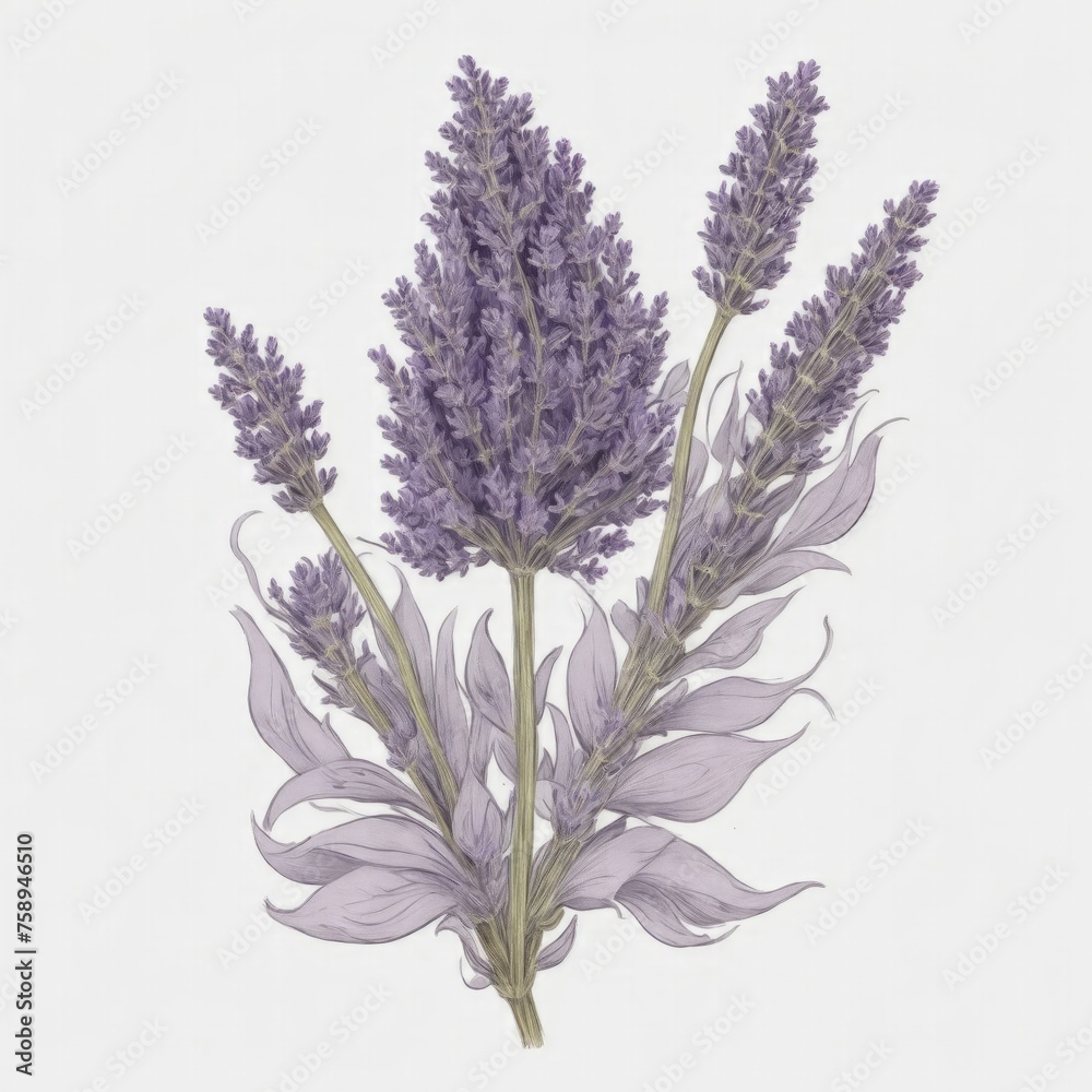 Naklejka premium A lavender tattoo traditional old school bold line on white background