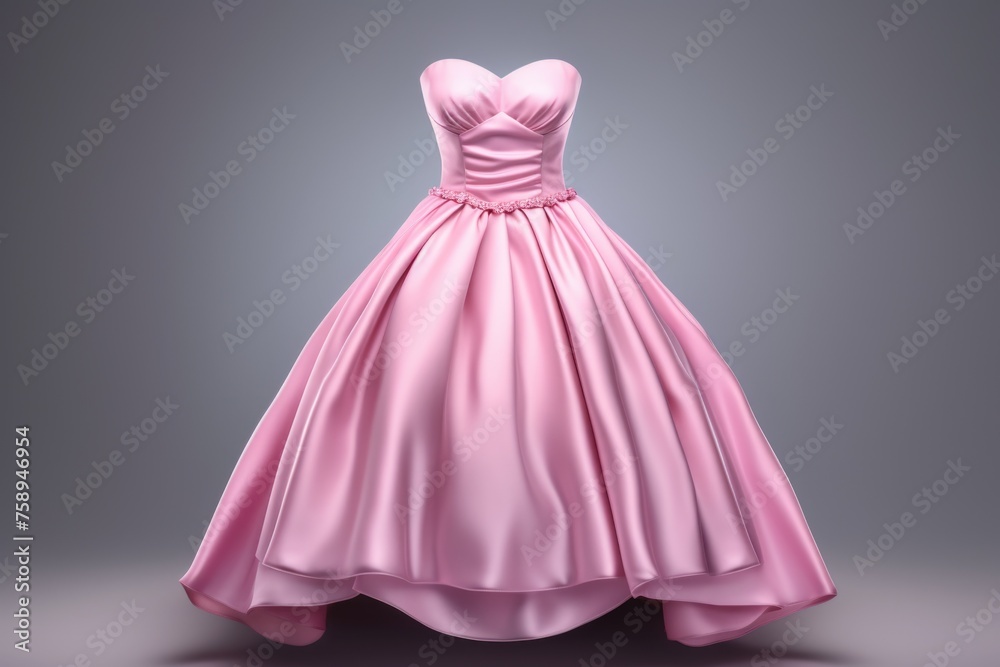 Pink dress displayed on mannequin stand. Ideal for fashion design projects Pink dress displayed on mannequin stand. Ideal for fashion design projects