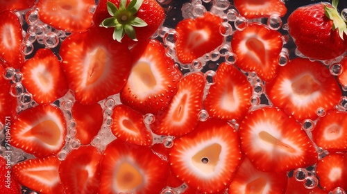 a group of strawberries in water © Sergiu