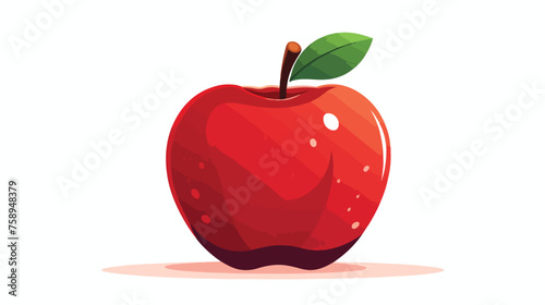 Flat color style cartoon apple  flat vector isolated