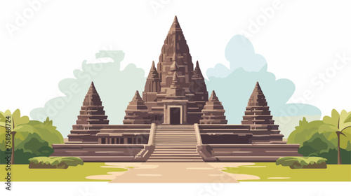 Flat design Indonesia landmarks Prambanan tample  flat