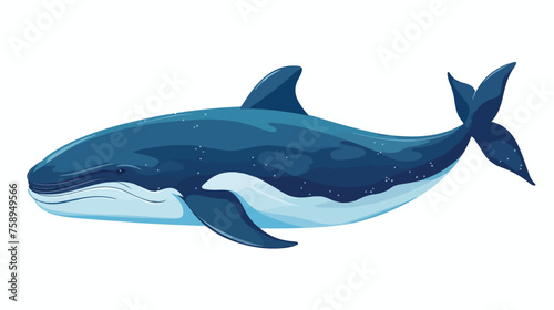 Flat icon whale. Full length flat vector 