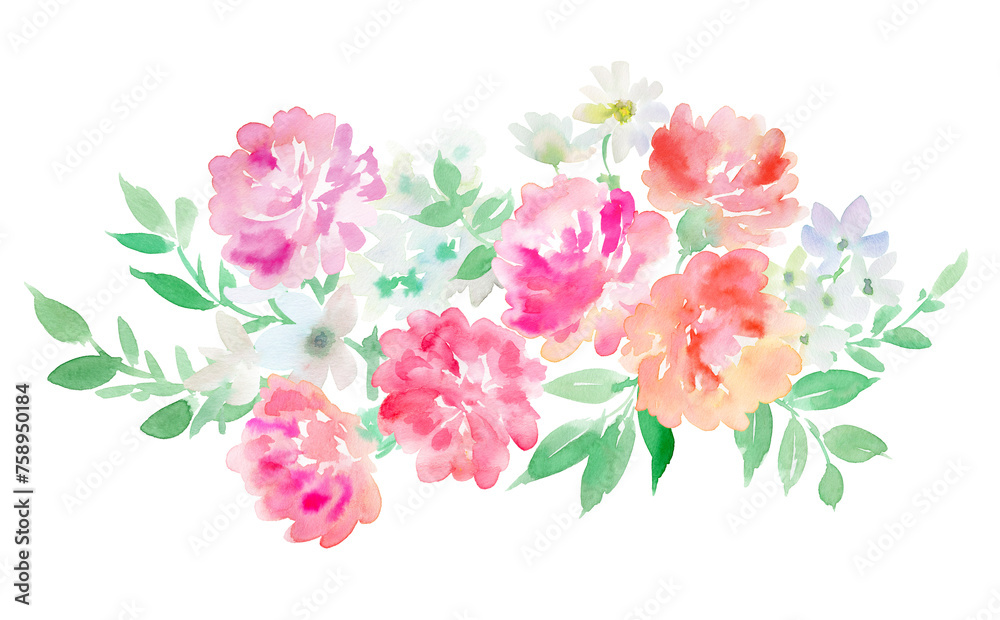 Watercolor-painted carnation bouquet illustration