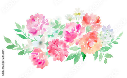 Watercolor-painted carnation bouquet illustration