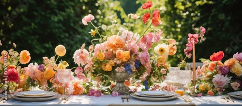 Summer wedding floral table decoration