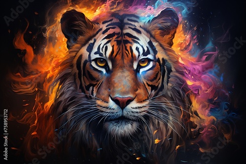 Fiery tiger burning gaze © charunwit