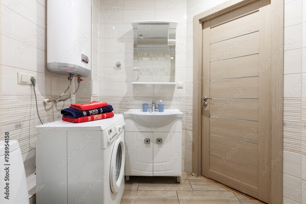 modern bathroom room with toilet and washing machine modern bathroom room with toilet and washing machine