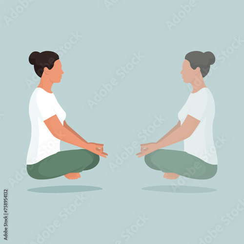 Woman meditating and finding her true self