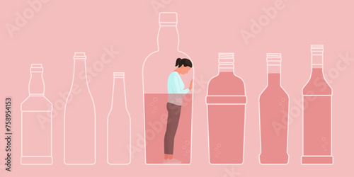 Desperate woman addicted to alcohol
