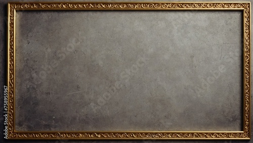 Rectangle vintage gold frame for web presentation, double line horizontal border in oriental style for 16x9 work project