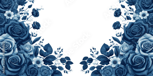 Floral background with blue roses and daisies., decorative floral card design, Vector illustration, generative ai