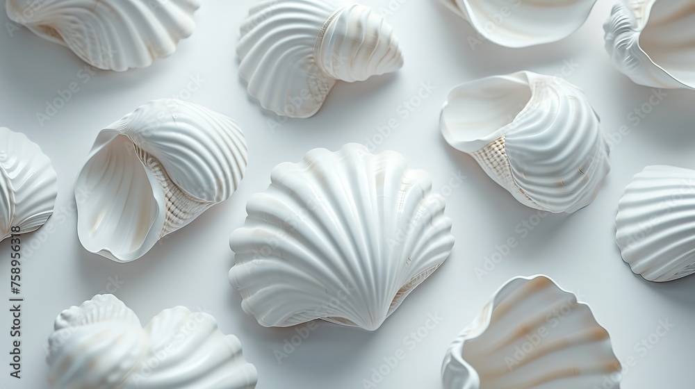 Seamless Contour Pattern of Shells on a White Seamless Contour Pattern of Shells on a White