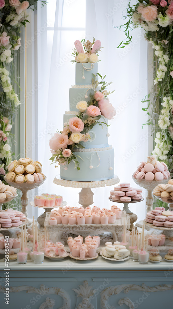 Picturesque dessert table displaying assorted artisanal delights, creating an ambiance of celebration and joy