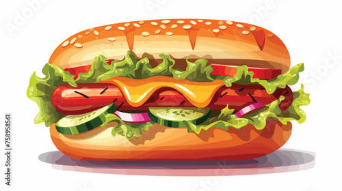 Hot dog hamburger icon vector illustration  flat vector