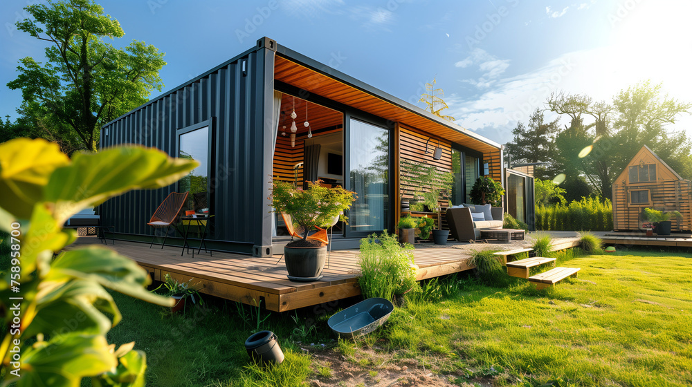 Modern tiny house made of old shipping containers Modern tiny house made of old shipping containers