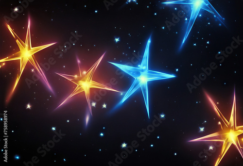 Blue ultraviolet neon glowing stars abstract background stock illustration photo