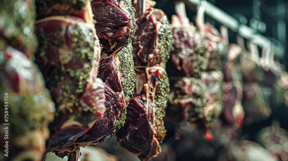 Assorted Meat Hanging From a Rack Assorted Meat Hanging From a Rack