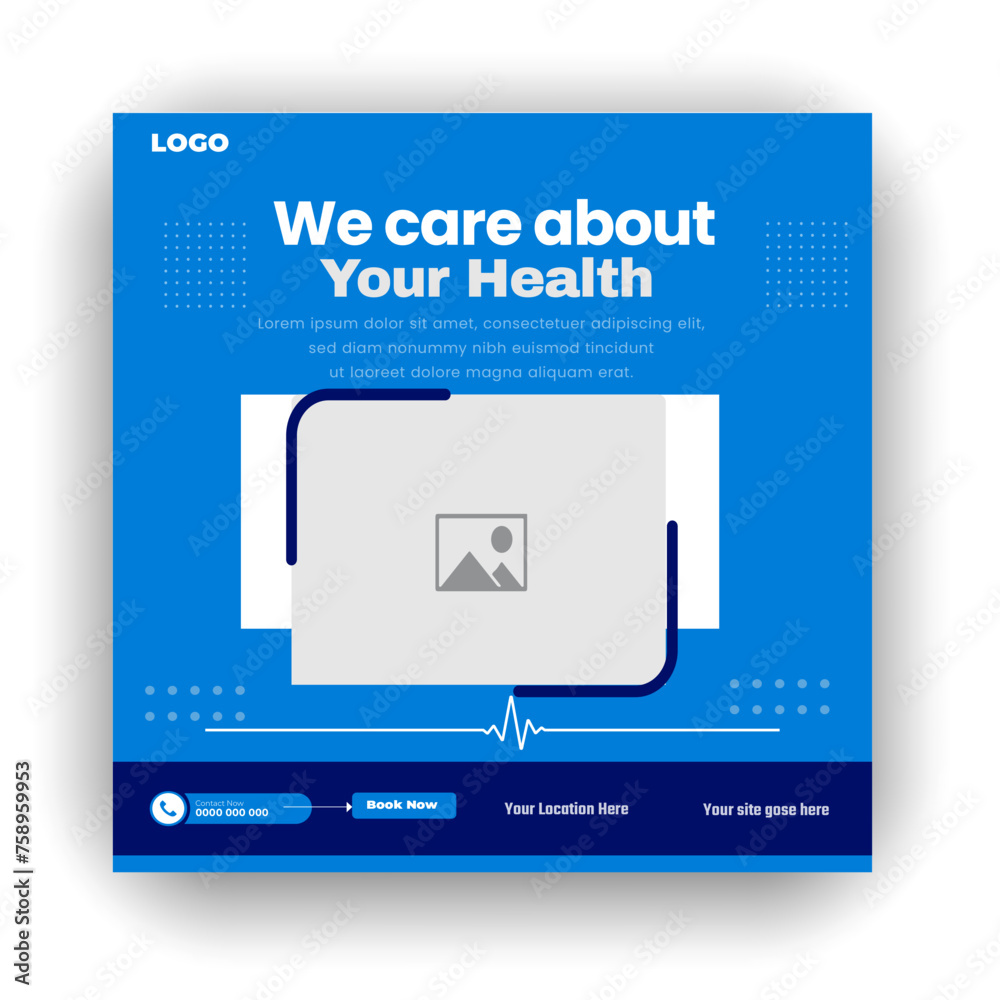 Fototapeta premium Professional medical healthcare service social media post template design