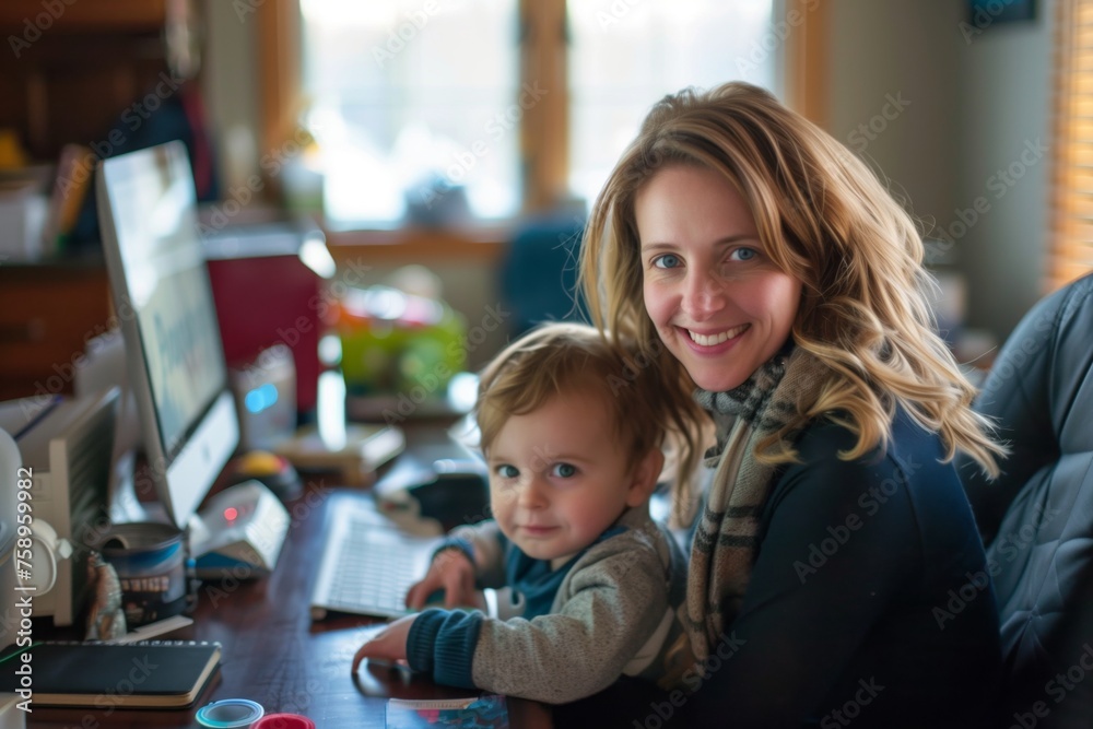 single mom working remote from home, trying to take care of a child at the same time single mom working remote from home, trying to take care of a child at the same time