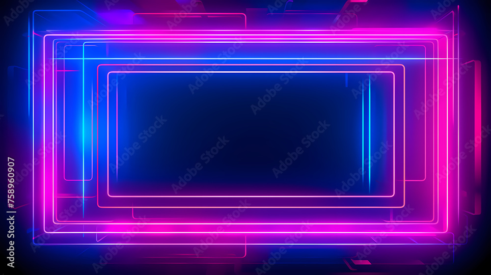 Obraz premium Rectangular neon light with empty copy space for your text