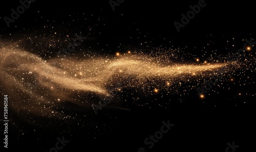 abstract gold dust particles, black background