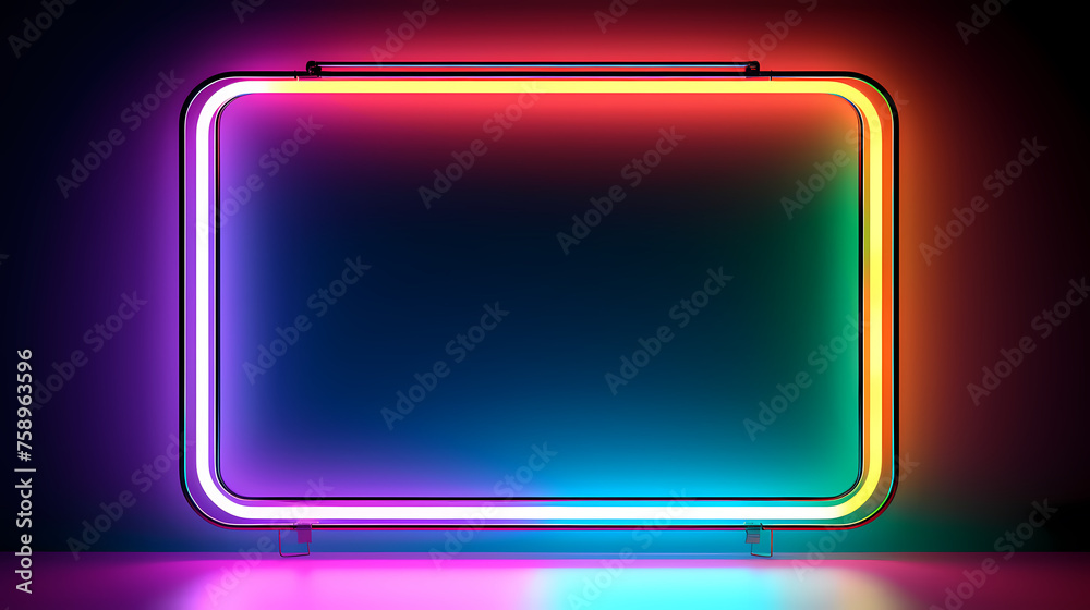 Rectangular neon light with empty copy space for your text Rectangular neon light with empty copy space for your text