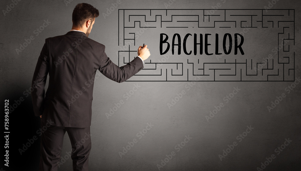 businessman drawing maze businessman drawing maze