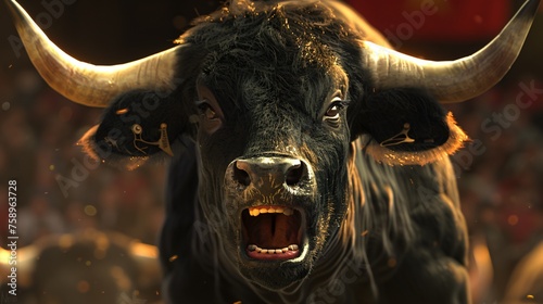 Aggressive bull trader concept, a visual metaphor for the fierce and competitive spirit in the financial arena.