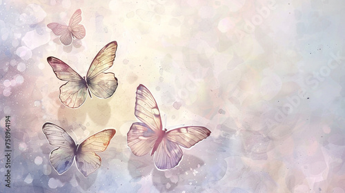 A delicate butterfly pattern background with lifelike butterflies in shades of pink