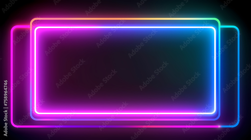 Rectangular neon light with empty copy space for your text Rectangular neon light with empty copy space for your text