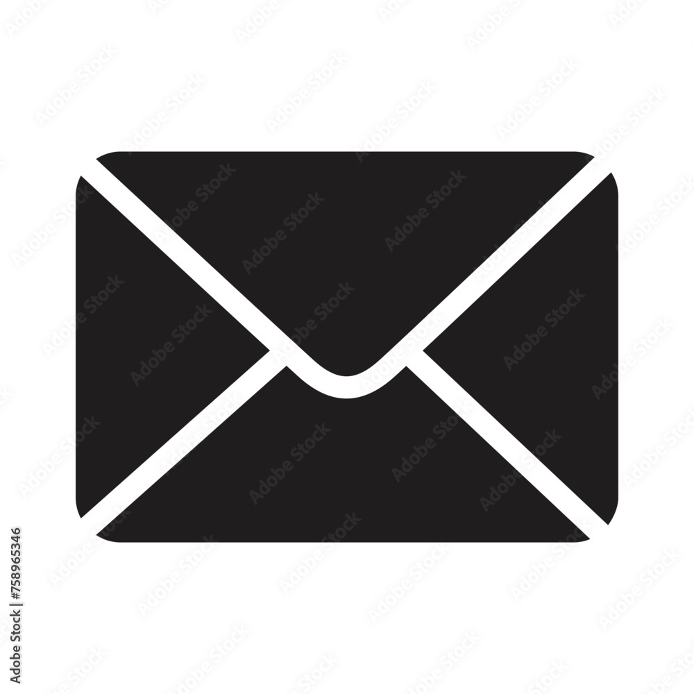 icon mail, message, inbox envelope flat style icon isolated on white background - obrazy, fototapety, plakaty 